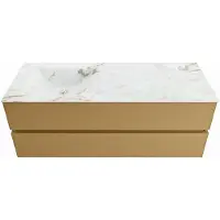 Mondiaz VICA-DLUX 130cm badmeubel onderkast Oro 2 lades. Inbouw wastafel CLOUD links zonder kraangat, kleur Frappe.
