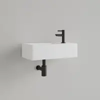 Gliss Design Fontein freya solid marble 40x22x10 cm met kraangat rechts glans wit
