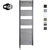 Sanicare Elektrische Radiator HWV Met Wifi 172x60 cm Gunmetal 1127W Met Thermostaat Zwart Linksonder