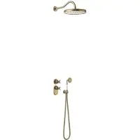 Tres Regendoucheset Clasic Thermostatische Inbouw 2-Wegs Verouderd Messing