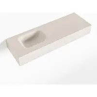 Mondiaz LEX Linen vrijhangende solid surface wastafel 90cm. Positie wasbak links