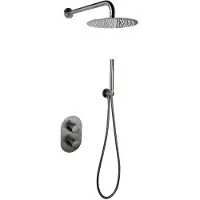 Sanilux Doucheset Rubb Inbouw Met Thermostaat, Douchekop 25 cm, Doucheslang en Handdouche Gunmetal