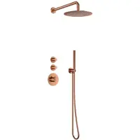 Sanilux Doucheset inbouw deluxe giles met box thermostaat douchekop 25 cm rond brons