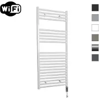 Sanicare Elektrische radiator hwv met wifi 111,8x45 cm wit 596w met thermostaat chroom rechtsonder