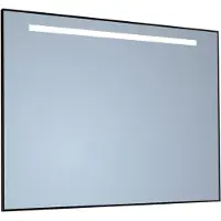 Sanicare Spiegel Q-Mirrors 120x70 cm Rechthoek Met Aan De Bovenkant LED Warm White, Omlijsting Mat Zwart incl. ophangmateriaal Met Afstandsbediening