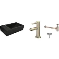 Wiesbaden FonteinPack Recto Natuursteen Links 40x22x10 cm RVS (Keuze uit 8 kranen)