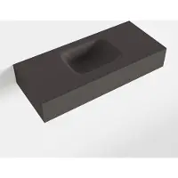 Mondiaz lex dark_grey vrijhangende solid surface wastafel 70 cm. Positie wasbak midden