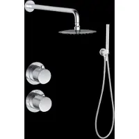 Sanilux Regendoucheset Inbouw Hops Met Box Thermostaat Douchekop 30 cm Met Geribbeld Knop Chroom