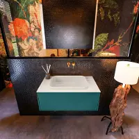 Mondiaz Badkamermeubelset erin 80 cm met 1 lade met ridge wastafel midden linen zonder kraangaten greeploos mat smag