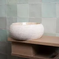 Loutro Waskom rocky s rond 25x25x12 cm marmer sand