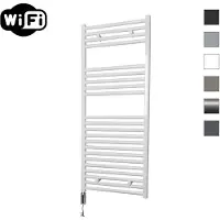 Sanicare Elektrische radiator hwv met wifi 111,8x60 cm wit 730w met thermostaat chroom linksonder