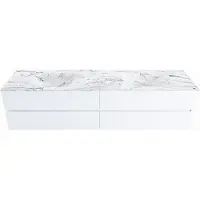 Mondiaz vica-dlux 200 cm badmeubel onderkast talc 4 lades. Inbouw wastafel cloud dubbel zonder kraangat, kleur glace.