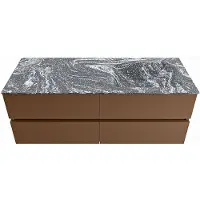 Mondiaz vica-dlux 130 cm badmeubel onderkast rust 4 lades. Inbouw wastafel cloud rechts zonder kraangat, kleur lava.