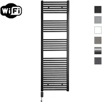 Sanicare Elektrische radiator hwv met wifi 172x45 cm mat zwart 920w met thermostaat zwart linksonder