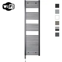 Sanicare Elektrische radiator hwv met wifi 172x45 cm gunmetal 920w met thermostaat chroom linksonder