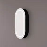 HiPP Spiegelkast design spk 91000 ovaal 45x90 cm 1 deur met frame mat zwart met verlichting incl. Spiegelverwarming en stopcontact