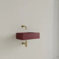Gliss Design Fontein freya solid marble 40x22x10 cm zonder kraangat rechts mat wijn rood