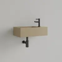 Gliss Design Fontein freya solid marble 40x22x10 cm met kraangat rechts mat cappuccino