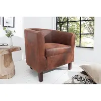 Invicta Design loungestoel HEMINGWAY whiskybruin met armleuningen cocktailstoel massief houten poten - 38475