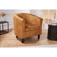 Invicta Design loungestoel HEMINGWAY mosterdgeel fluwelen armleuningen cocktailstoel - 43892