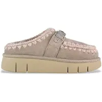Mou Mouvoor vrouwen. MU.FW531001A Bounce klompen leren klomp met metalen logo , taupe (36), Leer, 3 tot 5 cm, Geen, Casual