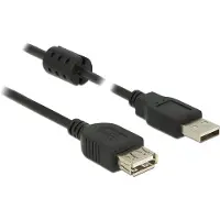 DeLOCK 84886 USB-kabel USB 2.0 USB-A stekker, USB-A bus 3.00 m Zwart Met Ferrietkern