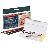 Derwent Shade & Tone Mixed Media Set 16-delige set Natuurlijke verfkleuren met inktense Graphitint-potloden en getinte houtskool Professionele kwalit