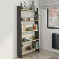 Trasman Boekenkast Quinty 95cm 5 legplanken - grijs/ eik decor