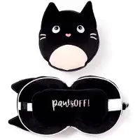 Relaxeazzz Feline Fine knuffel/reiskussen/slaapmasker - 2-in-1 set - voor kinderen- in vliegtuig of auto