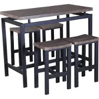 Poldimar Barset Mesin 120x60 met 4 barkrukken - bruin/zwart