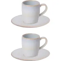Palmer - Barolo - Espresso kop en schotel - 2 stuks - 7 cl - Lichtblauw - Stoneware - Koffiekopjes