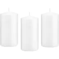 Trend Candles Cilinderkaars/stompkaars - 12x - wit - 8 x 15 cm - 69 branduren - horeca kaarsen