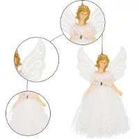 Springos Kersthanger | Engel | Kerstboomhanger | Wit | Glitters | 20 cm