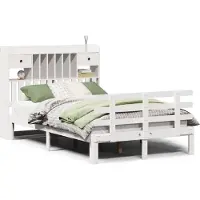 vidaXL Bed met boekenkast zonder matras grenenhout wit 135x190 cm