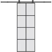 vidaXL - Schuifdeur - met - beslag - 76x205 - cm - ESG-glas - en - aluminium