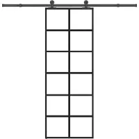 vidaXL Schuifdeur met beslag 76x205 cm ESG-glas en aluminium