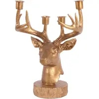 Baroque - Kandelaar - Kandelaar Hert 31.5 cm - Goud - Resin - 31.5x23x14 - Polyresin