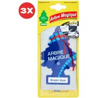 ARBRE MAGIQUE 3 stuks Geurboom luchtverfrisser voor in de auto Wooden Musk – Car Parfum – Geurboompje – Geurbooster – Wonderboom – Geurverfrisser – Nieuwe Auto – Autogeur – Autoparfum – Geurblad