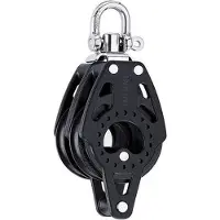 Harken Double Pulley With 57 Mm Shackle Zwart