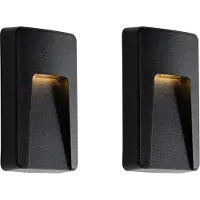 QAZQA Set van 2 zwarte rechthoekige buitenwandlampen incl. LED IP65 - Gem