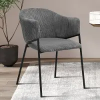 Rousseau Donker grijze ribfluwelen stoel met metalen poten | H-H 78 x B-L 54 x D-P 62 cm