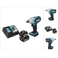 Makita Boormachine + slagboor, DTW 251 RG Accu-slagmoersleutel 18 V 230 Nm 1/2" + 2x accu 6.0 Ah + lader (Oplaadbare batterij)