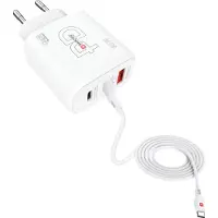 Skross Power Charger 65W PD GaN Combo+ EU USB-oplader 65 W 1x USB-A, 2x USB-C USB PD Wit Binnen