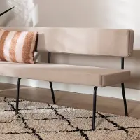 Livin24 Velvet eetkamerbank Espen taupe 190 cm
