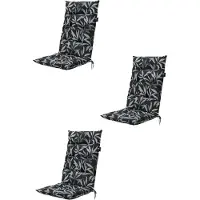 Madison tuinkussens - 3 stuks - Hoge Rug - Fergus Black - 123x50cm - tuinstoelkussens - Zwart - Met Lint - Extra Dik