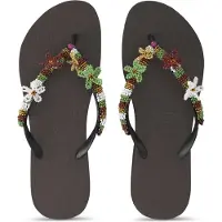 Uzurii Las dalias gold koffie dames slippers, , maat: