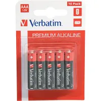 Verbatim Alkaline batterijen AAA, Alkaline, Cilindrisch, 1,5 V, 10 stuk(s), AAA, Zwart, Rood