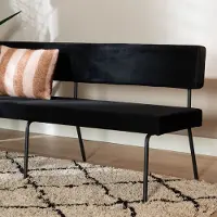Livin24 Velvet eetkamerbank Espen zwart 190 cm