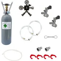 Ich-zapfe Accessoirepakket voor biertap Kontakt 2-kraans met 2x Fustkoppeling Type M en Co2-fles 2 kg