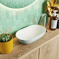 Mondiaz POOLE solid surface opzetkom kleur Greey | Talc. Afmeting 30x18x8cm